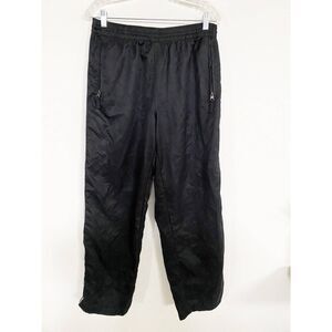 Y2K ROUTE 66 Black Track Jogging Pants Zipper Legs Women's Size Medium
